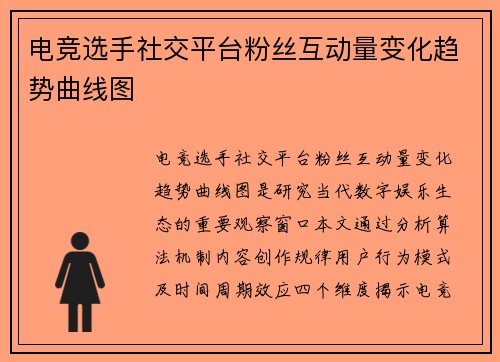 电竞选手社交平台粉丝互动量变化趋势曲线图